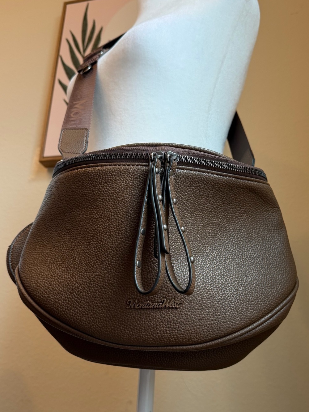 🤎Montana West Leather Brown Crossbody Bag. Like new/ NWOT - Picture 4 of 15